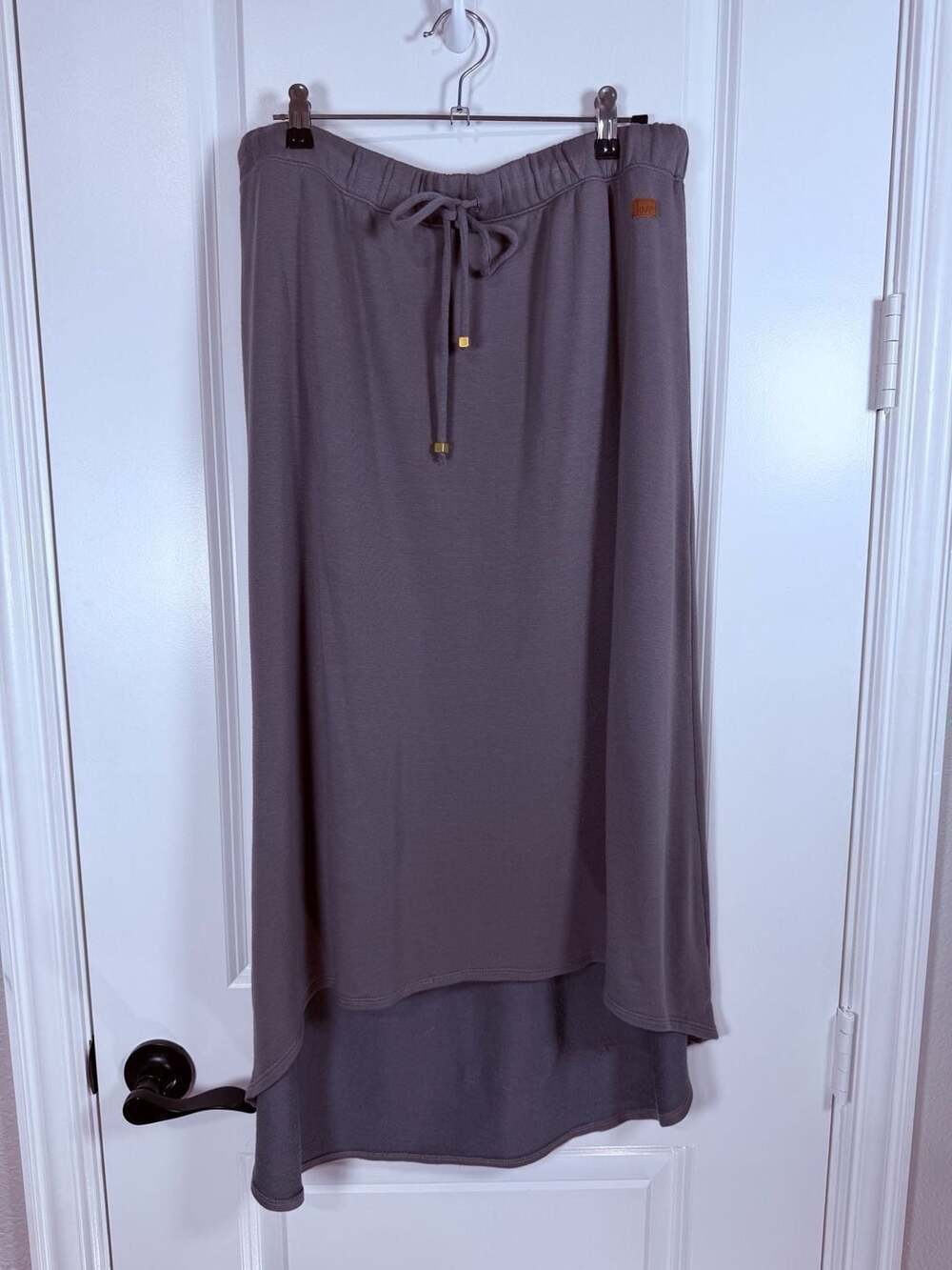 Peace Love World Boheme High-Low Knit Maxi Skirt with Drawstring Waist